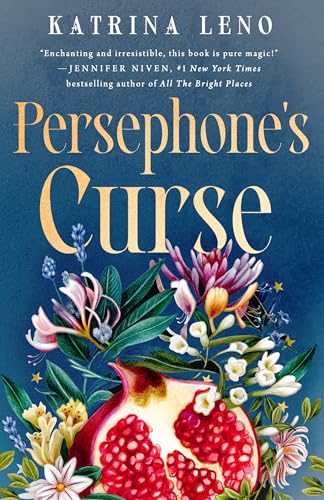 Book cover of "Persephone's Curse" with an image of a Pomegranate and flowers.
